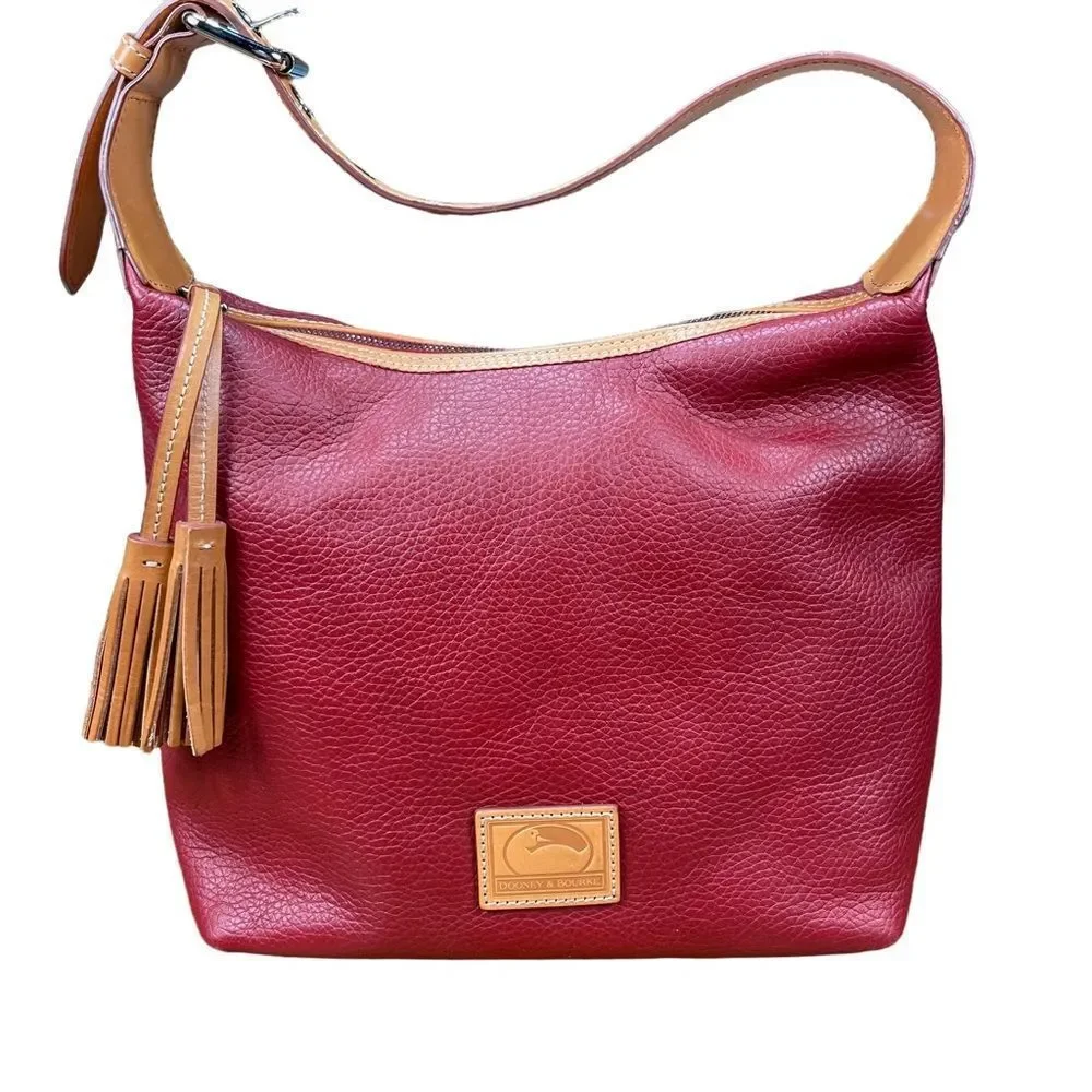 Dooney & Bourke Patterson Leather PAIGE Sac Hobo Shoulder Bag Tassel Wine Color